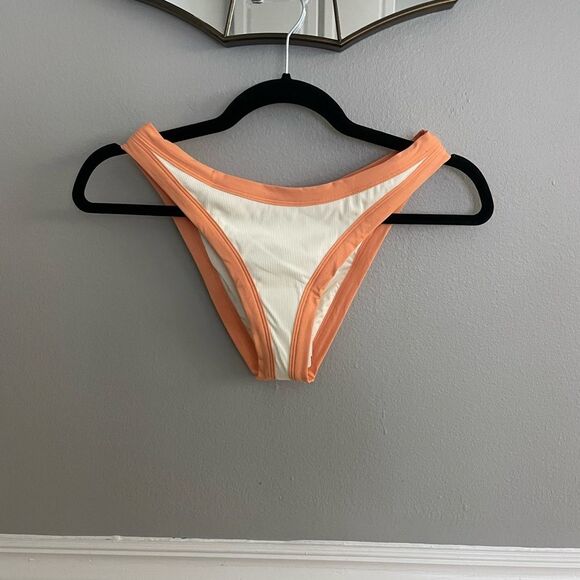 NWT L*Space Foley Bitsy Bikini Bottom Size Large White Orange - Picture 5 of 13